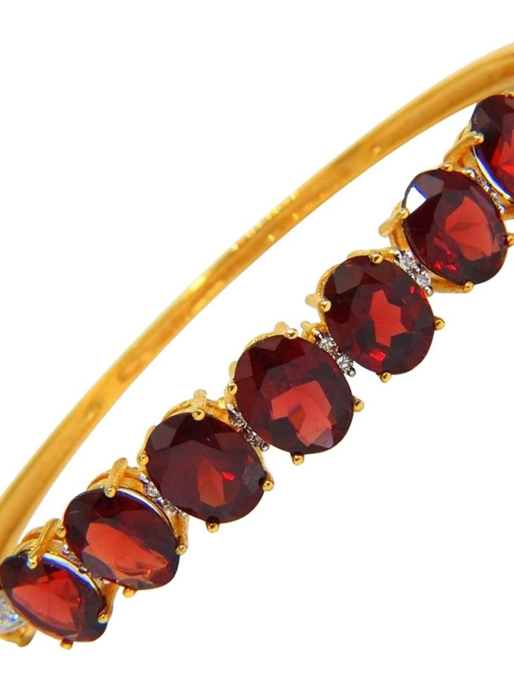 16.75ct NATURAL RED GARNET DIAMONDS BANGLE BRACELET 14KT*